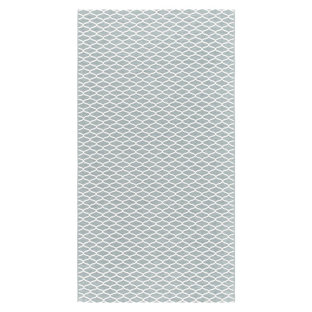 Milek Tattoo Netting Rug in Aqua Grey